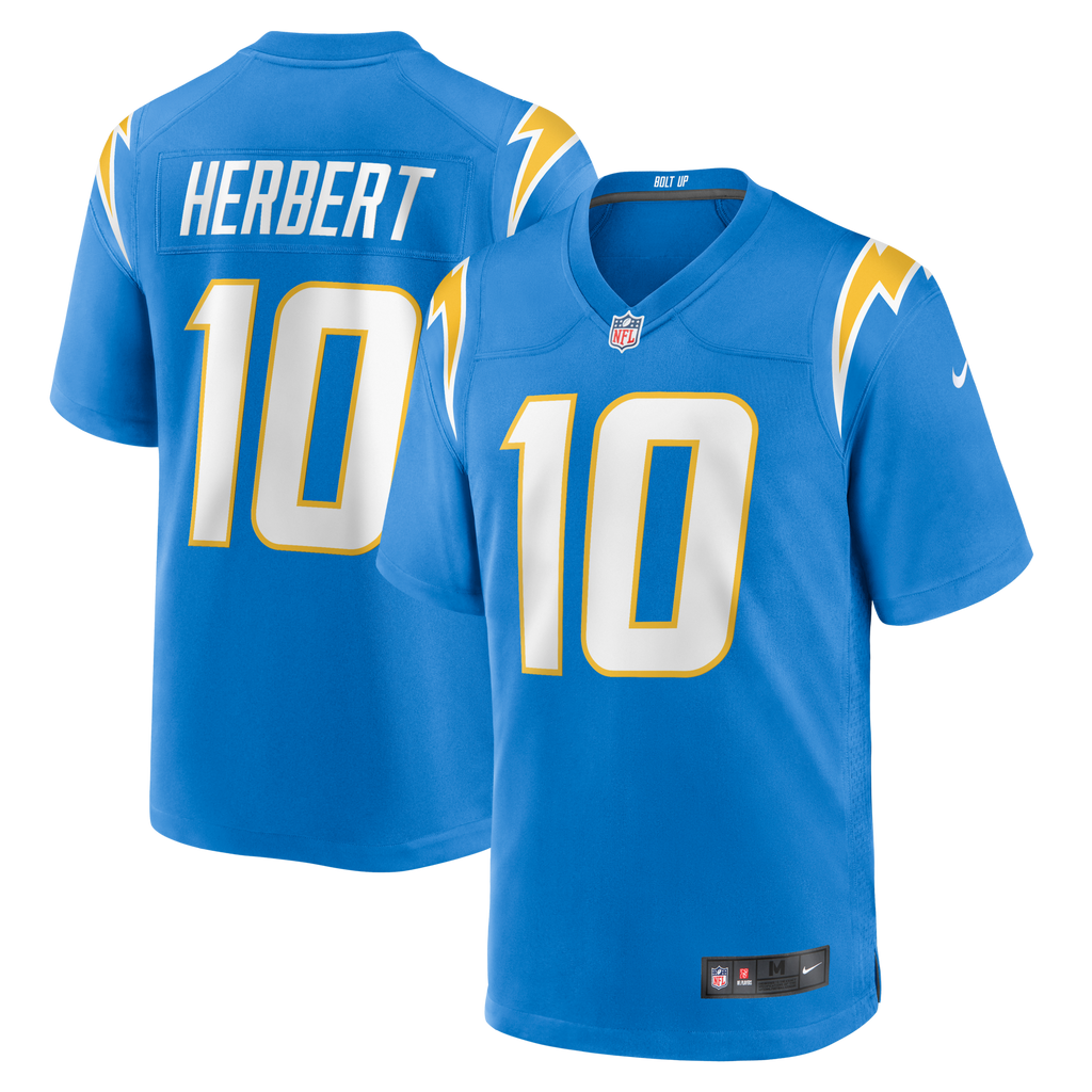 Los Angeles Chargers Justin Herbert Powder Blue Player Game Jersey product image 2, provided for visual reference and