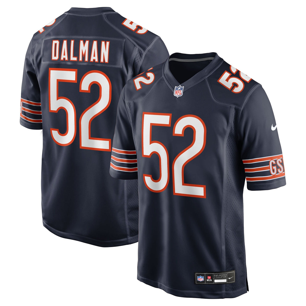 Chicago Bears Drew Dalman Navy Team Game Jersey product image 2, provided for visual reference and product detail review