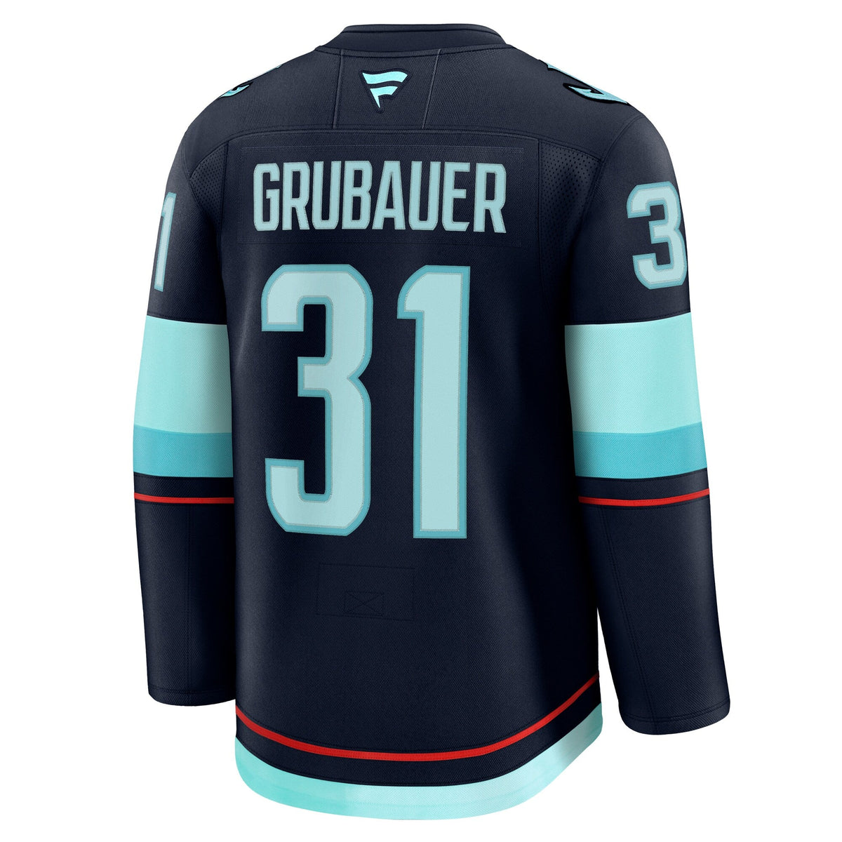 Seattle Kraken Philipp Grubauer Deep Sea Blue Home Premium Jersey product image 4, provided for visual reference and product