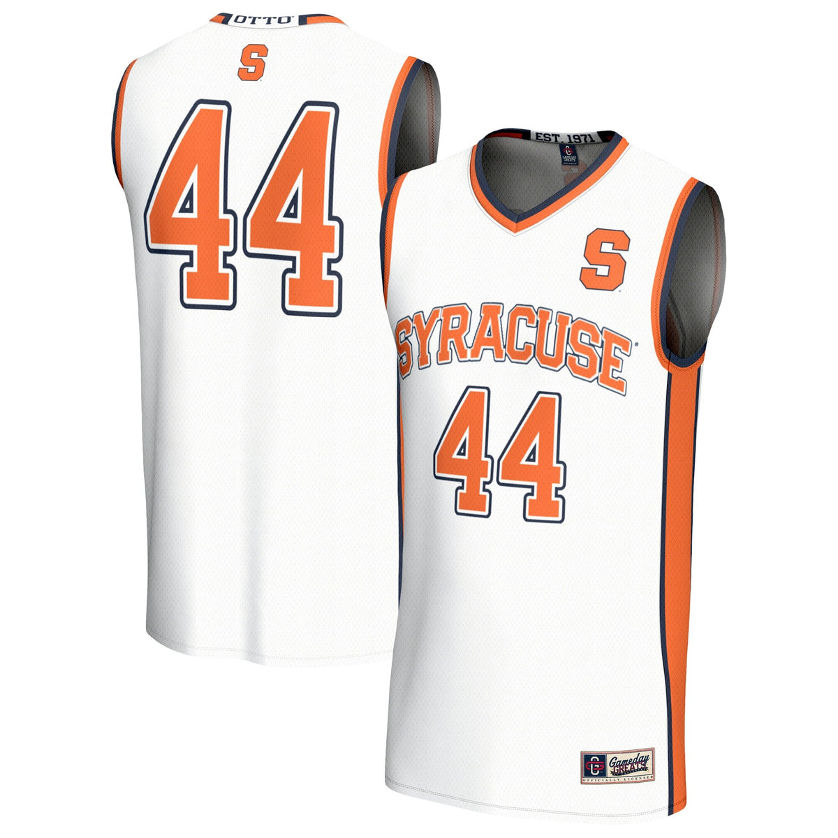 #44 Syracuse Orange Lightweight Collegiate Basketball Fashion Jersey - White product image 1, provided for visual reference