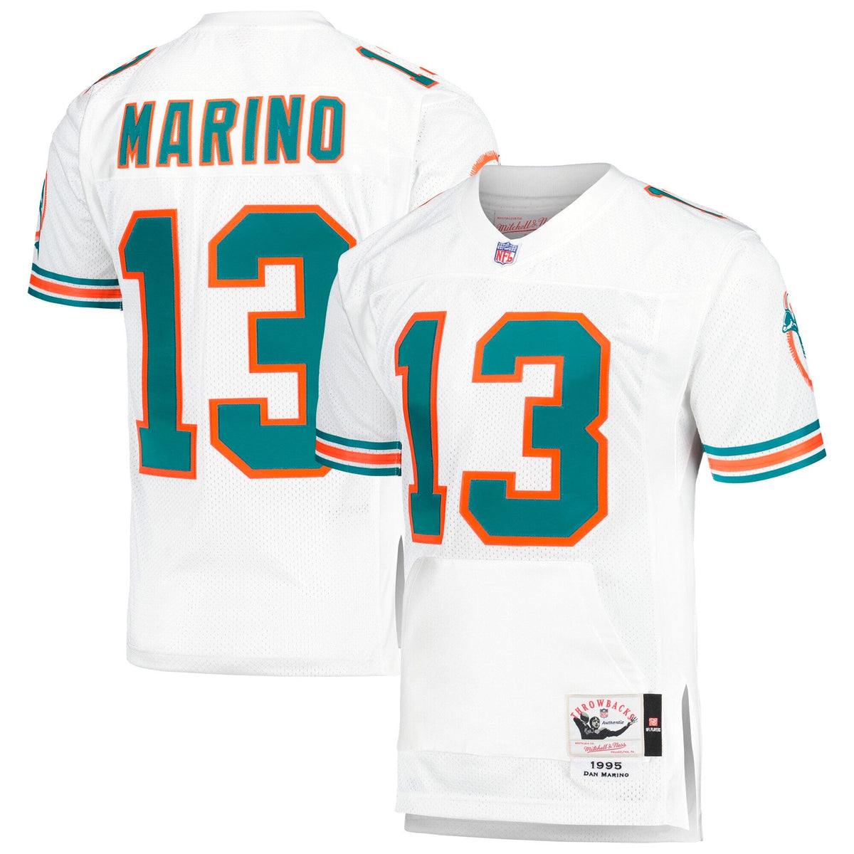 Miami Dolphins 1995 Dan Marino White Authentic Throwback Retired Player Pocket Jersey product image 1, provided for visual