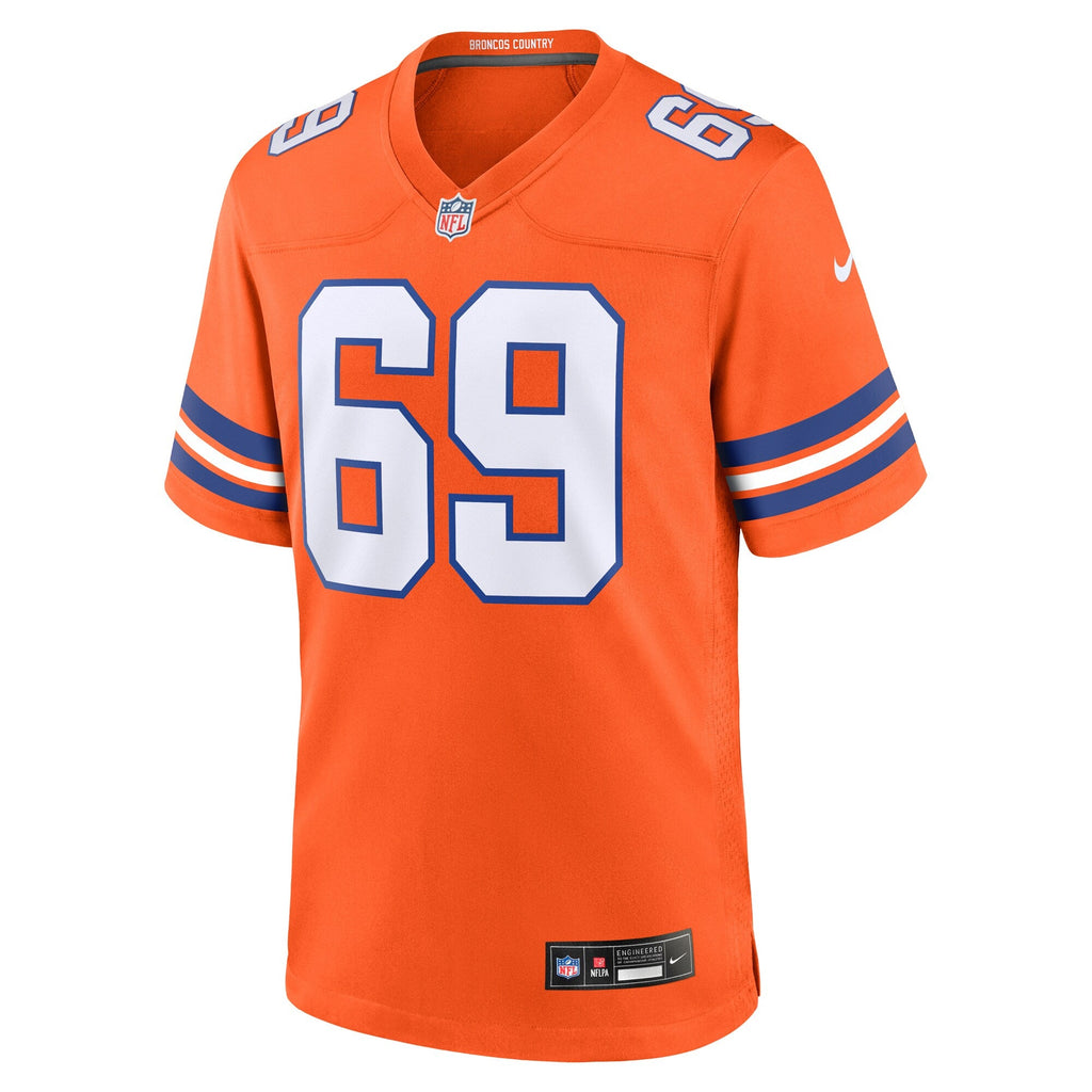 Denver Broncos Mark Schlereth Orange Retired Player Alternate Game Jersey product image 3, provided for visual reference and
