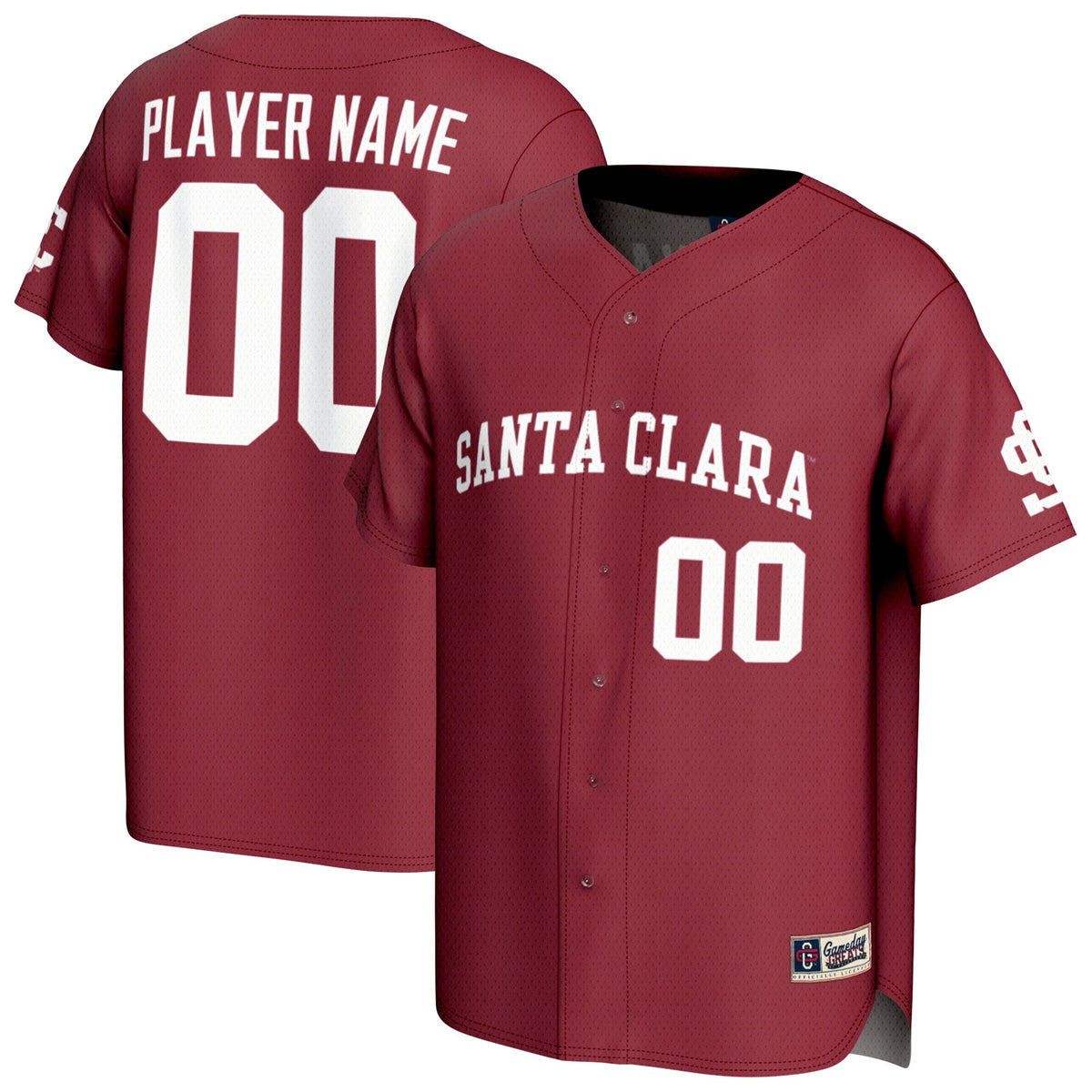 Santa Clara Broncos Lightweight Collegiate Baseball NIL Pick-A-Player Fashion Jersey - Red product image 2, provided for