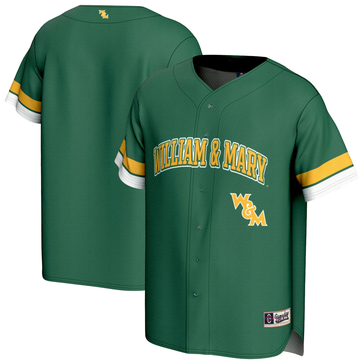 William & Mary Tribe Baseball Jersey - Green product image 2, provided for visual reference and product detail review