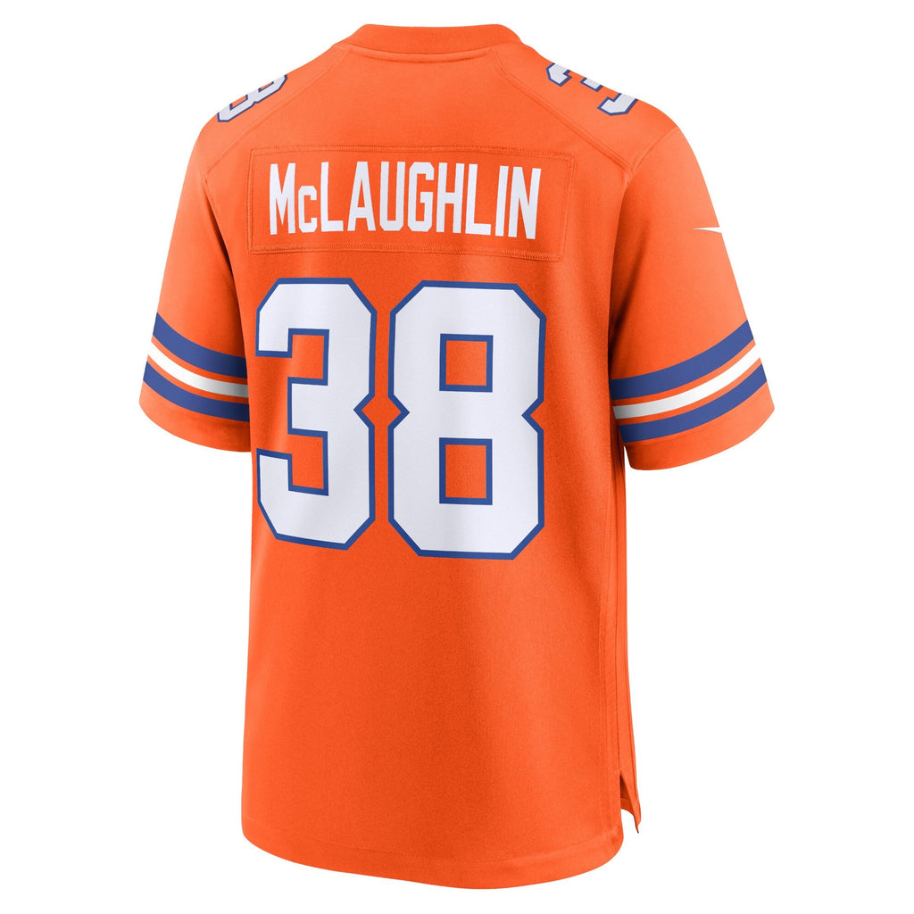 Denver Broncos Jaleel McLaughlin Orange Mile High Collection 1977 Throwback Player Game Jersey product image 4, provided for