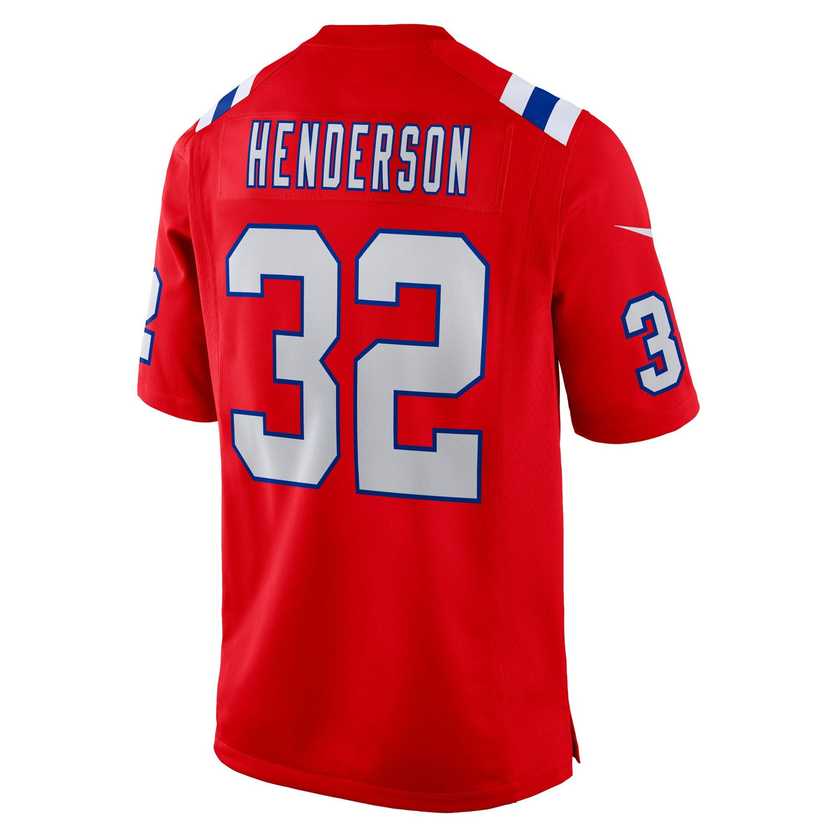 New England Patriots TreVeyon Henderson Red Alternate Game Player Jersey product image 4, provided for visual reference and