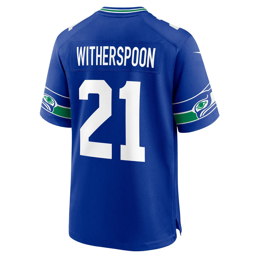 Seattle Seahawks Devon Witherspoon Royal Throwback Player Game Jersey product image 4, provided for visual reference and