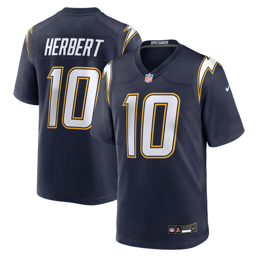 Los Angeles Chargers Justin Herbert Navy Alternate Super Chargers Game Player Jersey product image 2, provided for visual