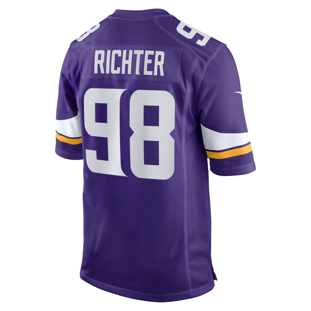 Minnesota Vikings Bo Richter Purple Team Game Jersey product image 3, provided for visual reference and product detail review