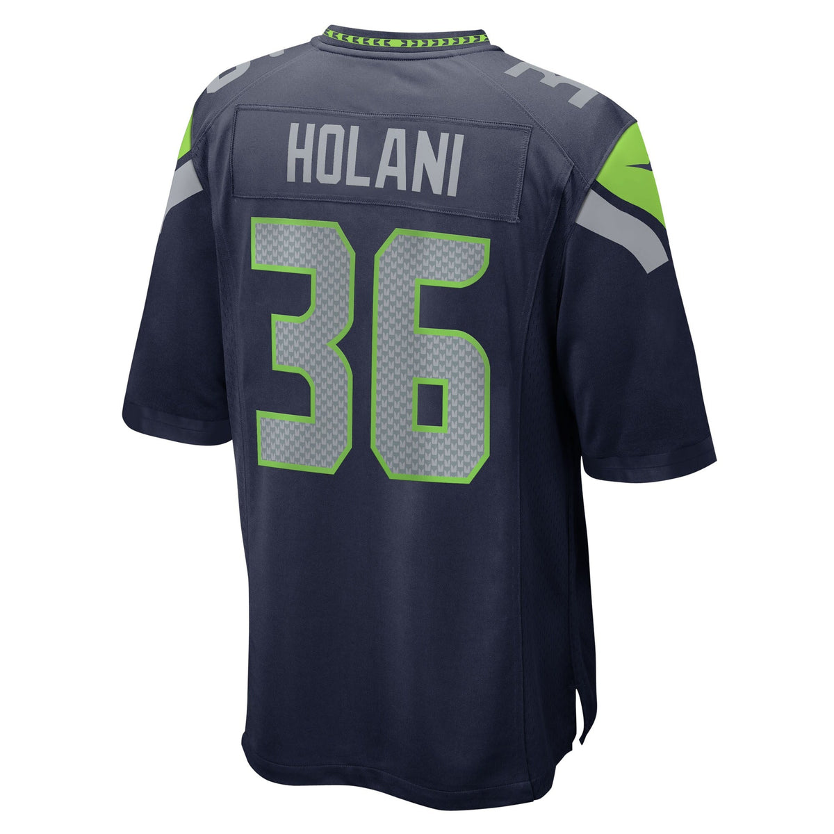 Seattle Seahawks George Holani College Navy Team Game Jersey product image 4, provided for visual reference and product
