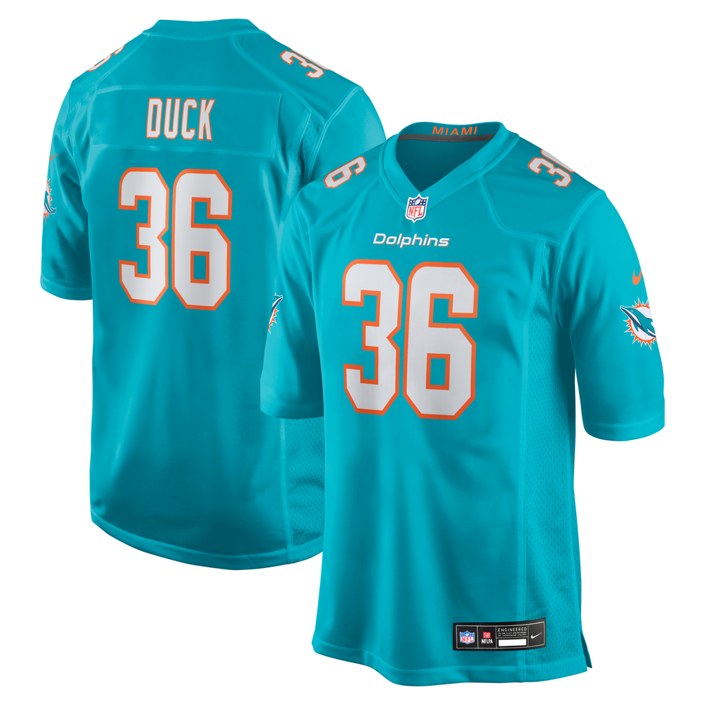 Miami Dolphins Storm Duck Aqua Game Jersey product image 1, provided for visual reference and product detail review