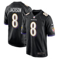 Baltimore Ravens Lamar Jackson Black Alternate Game Jersey product image 1, provided for visual reference and product detail