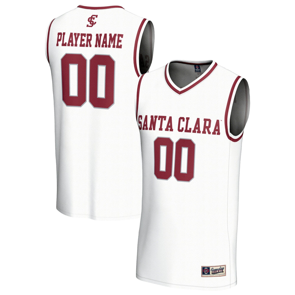 Santa Clara Broncos NIL Pick-A-Player Basketball Lightweight Jersey - White product image 1, provided for visual reference