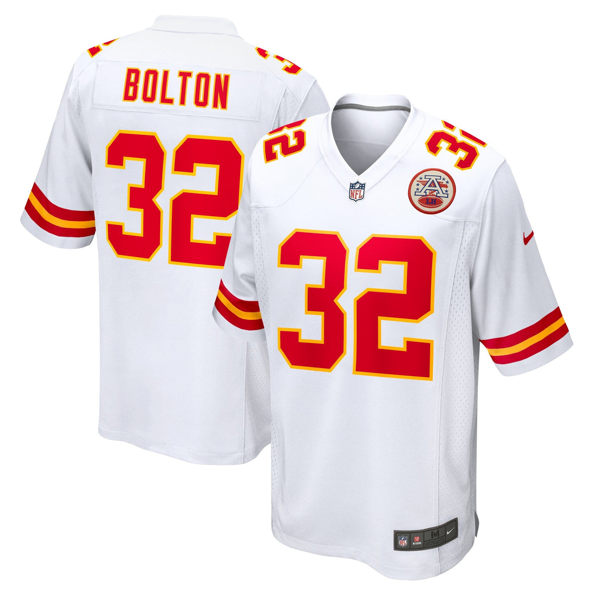 Kansas City Chiefs Nick Bolton White Away Game Player Jersey product image 2, provided for visual reference and product