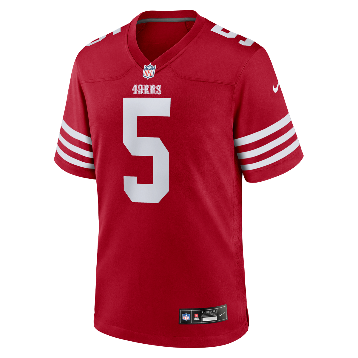 San Francisco 49ers Mike Evans Scarlet Game Jersey product image 3, provided for visual reference and product detail review