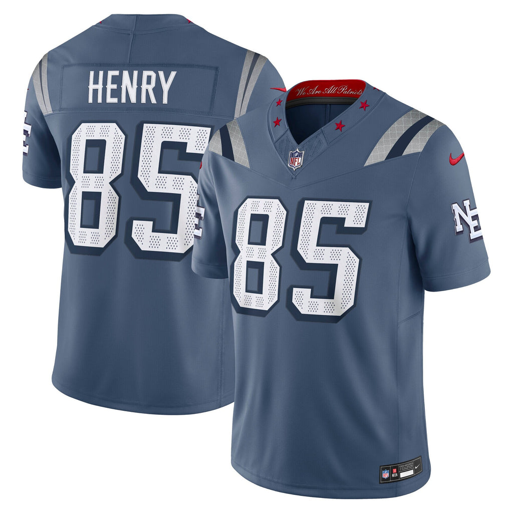New England Patriots Hunter Henry Storm Blue 2025 Rivalries Collection Stitched Limited Jersey product image 2, provided for