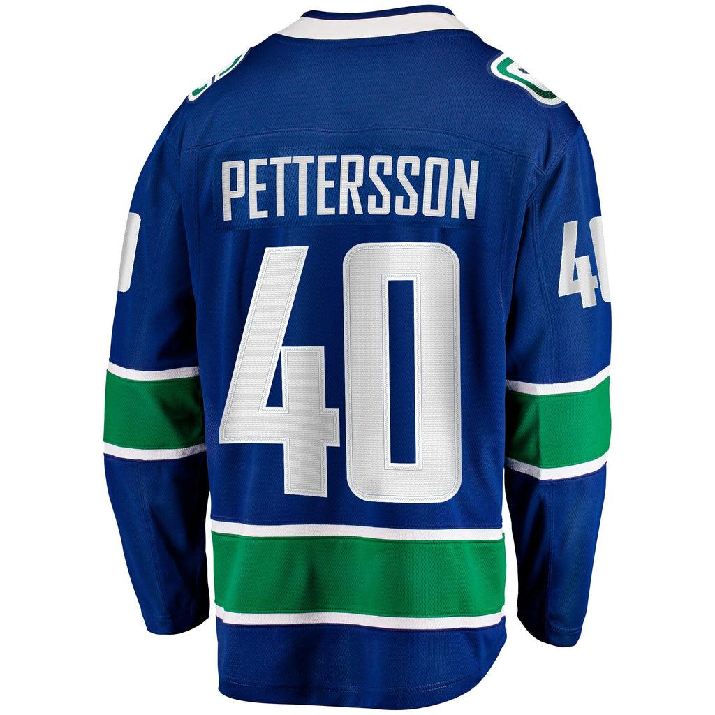 Vancouver Canucks Elias Pettersson Blue Home Breakaway Jersey product image 4, provided for visual reference and product