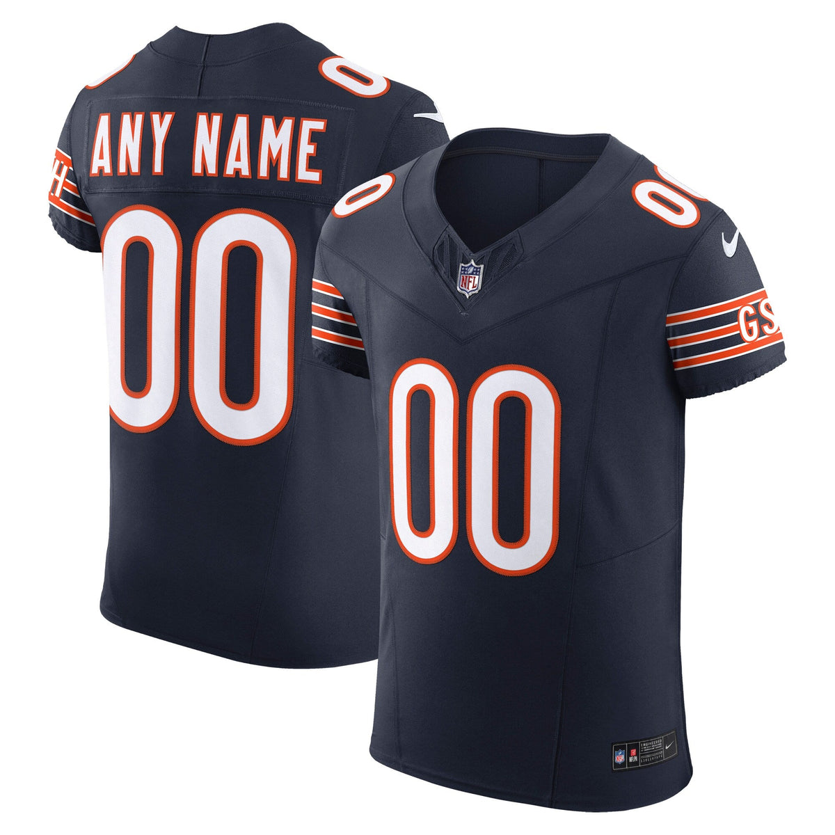 Chicago Bears Navy Vapor F.U.S.E. Elite Custom Jersey product image 2, provided for visual reference and product detail