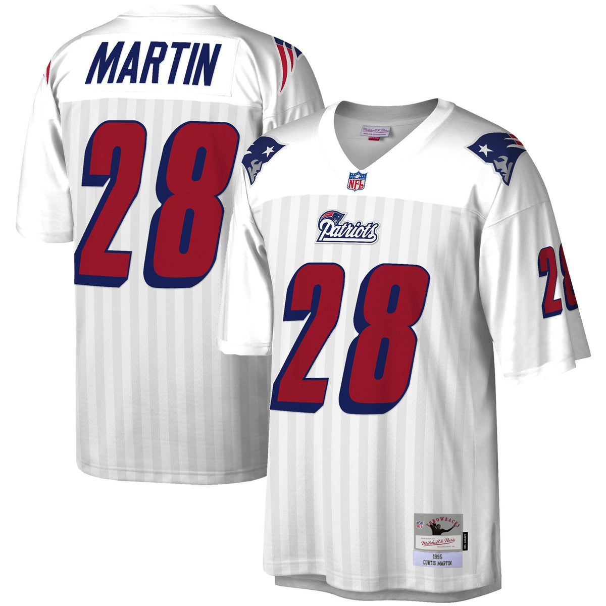 New England Patriots Curtis Martin White Legacy Replica Jersey product image 2, provided for visual reference and product