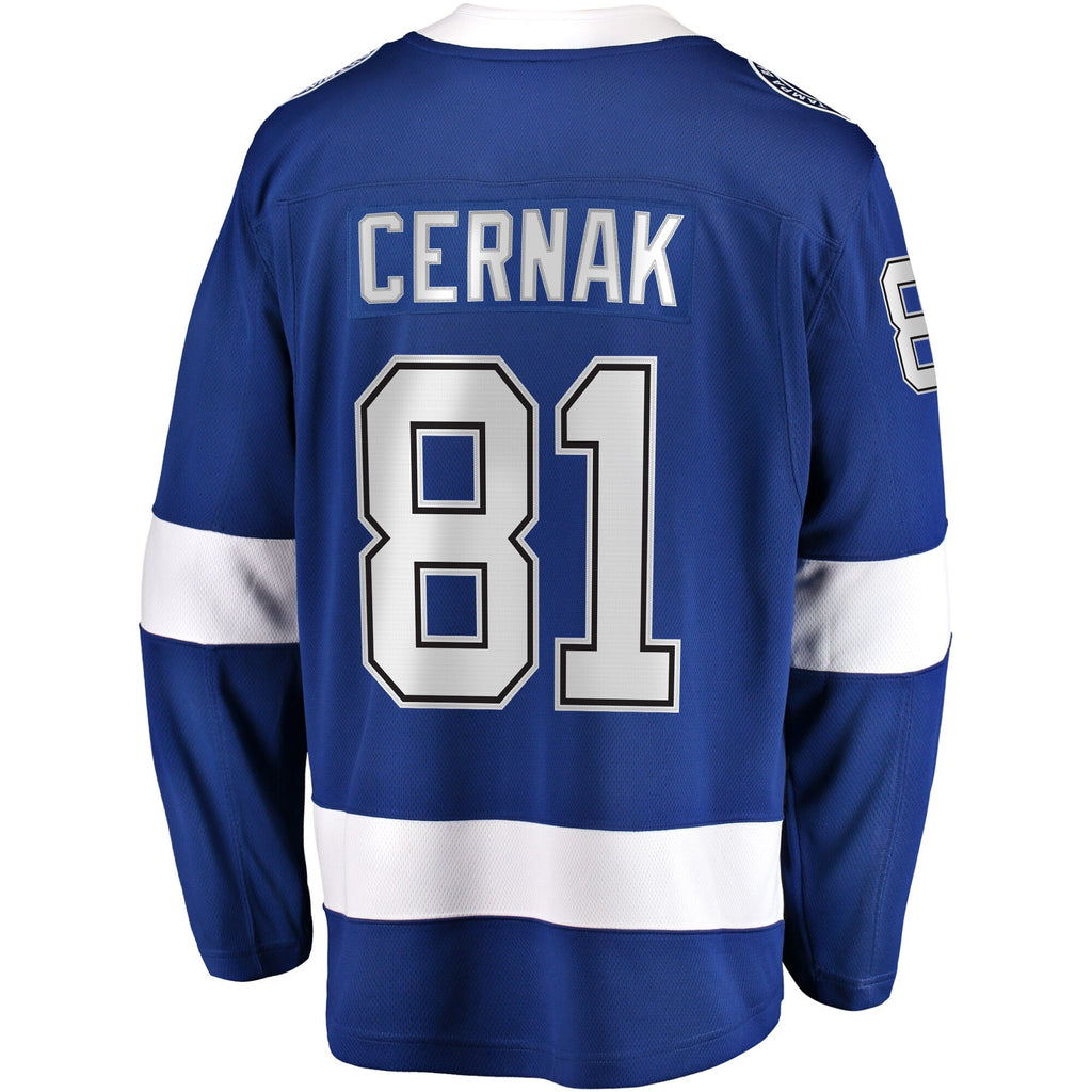 Tampa Bay Lightning Erik Cernak Blue Home Breakaway Player Jersey product image 4, provided for visual reference and product
