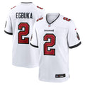 Tampa Bay Buccaneers Emeka Egbuka White Game Jersey product image 1, provided for visual reference and product detail review