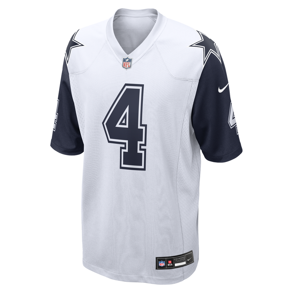 Dallas Cowboys Dak Prescott White Alternate Game Team Jersey product image 7, provided for visual reference and product