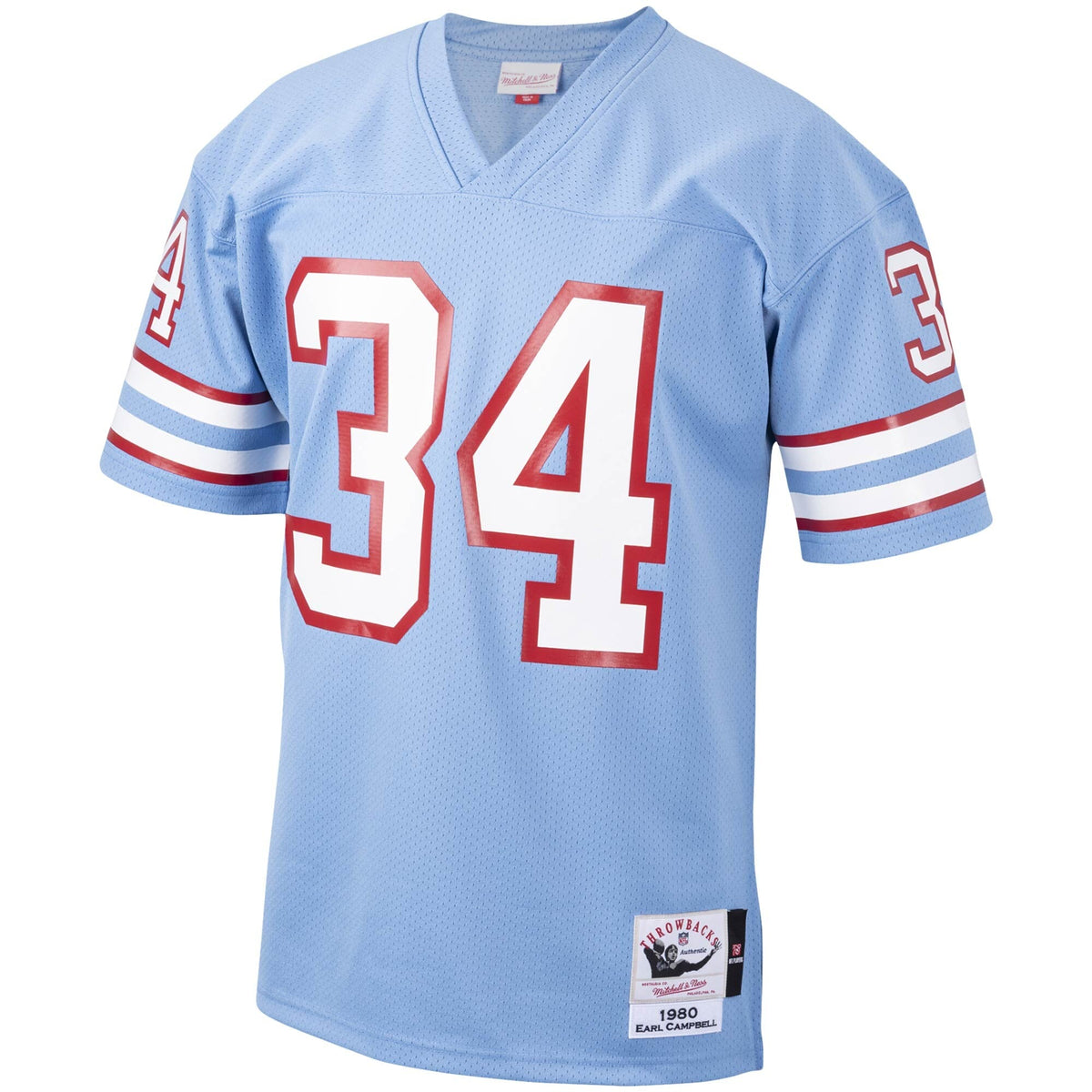 Houston Oilers 1980 Earl Campbell Light Blue Authentic Throwback Retired Player Jersey product image 3, provided for visual