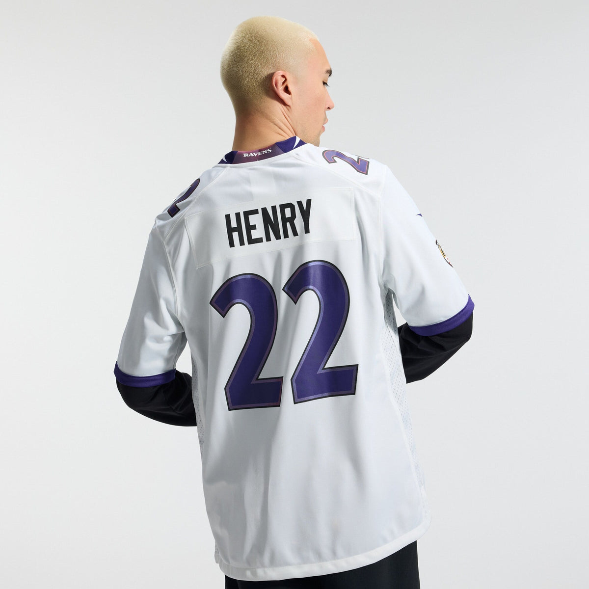 Baltimore Ravens Derrick Henry White Game Jersey product image 4, provided for visual reference and product detail review