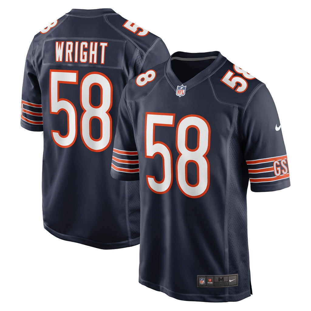 Chicago Bears Darnell Wright Navy Game Jersey product image 2, provided for visual reference and product detail review
