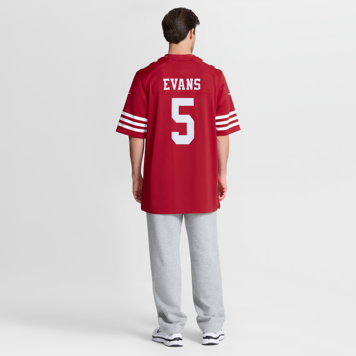 San Francisco 49ers Mike Evans Scarlet 80th Anniversary Game Jersey product image 6, provided for visual reference and