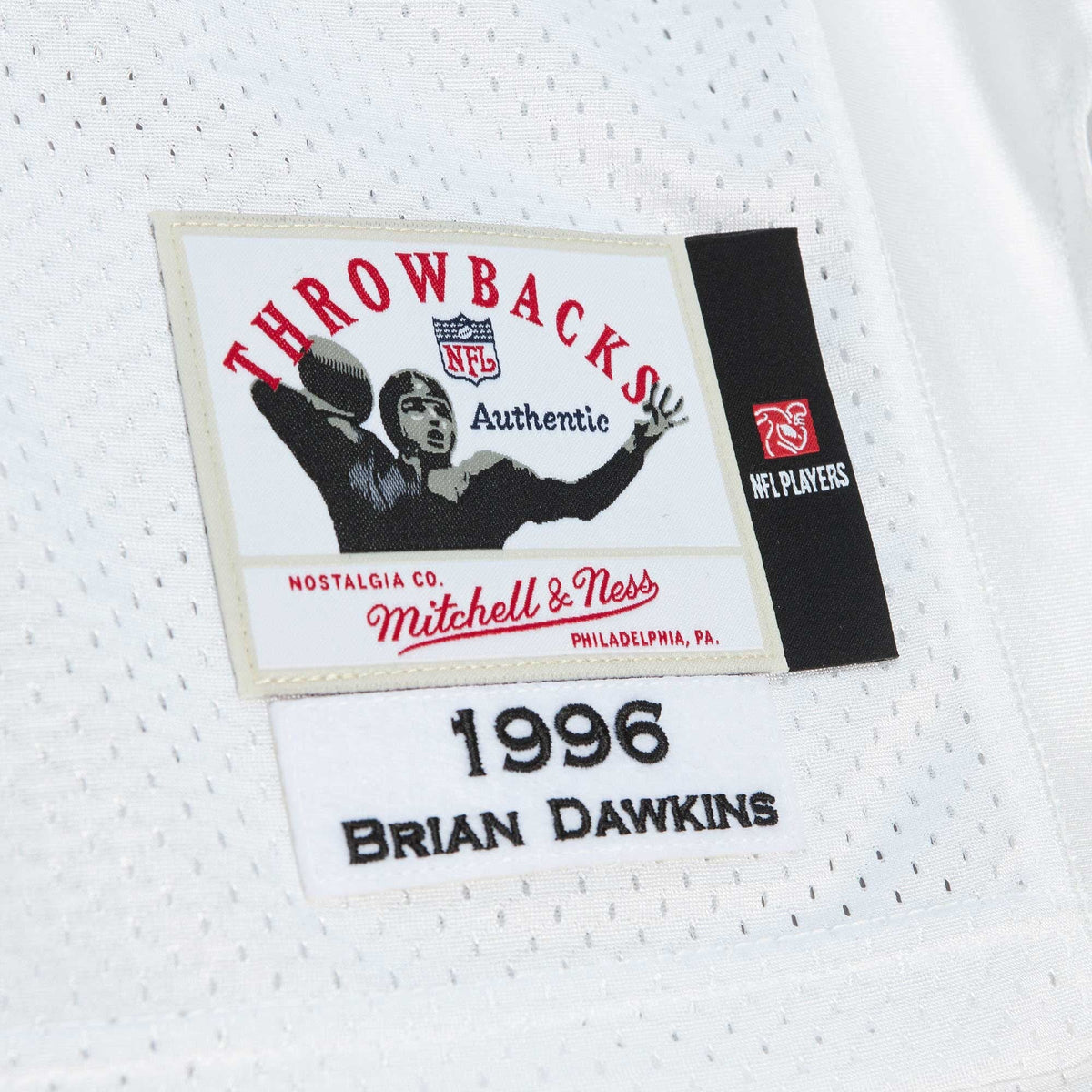 Philadelphia Eagles 1996 Brian Dawkins White Authentic Throwback Retired Player Jersey product image 6, provided for visual
