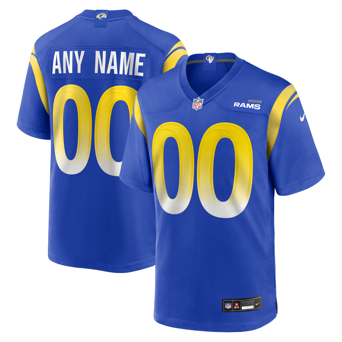 Los Angeles Rams Royal Custom Game Jersey product image 1, provided for visual reference and product detail review