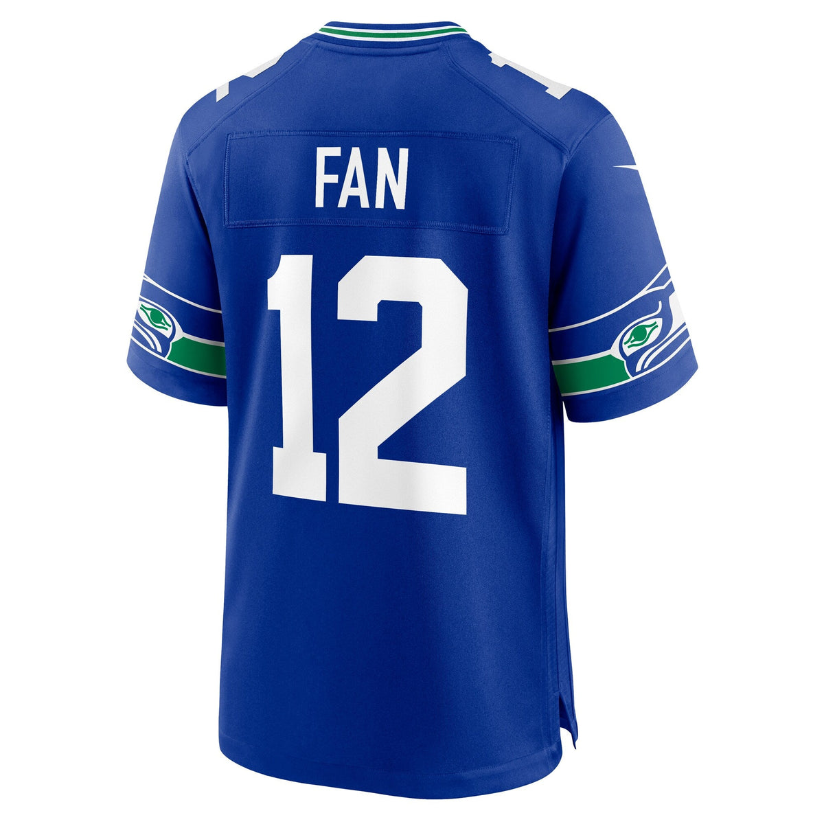 Seattle Seahawks 12s Royal Throwback Player Game Jersey product image 4, provided for visual reference and product detail