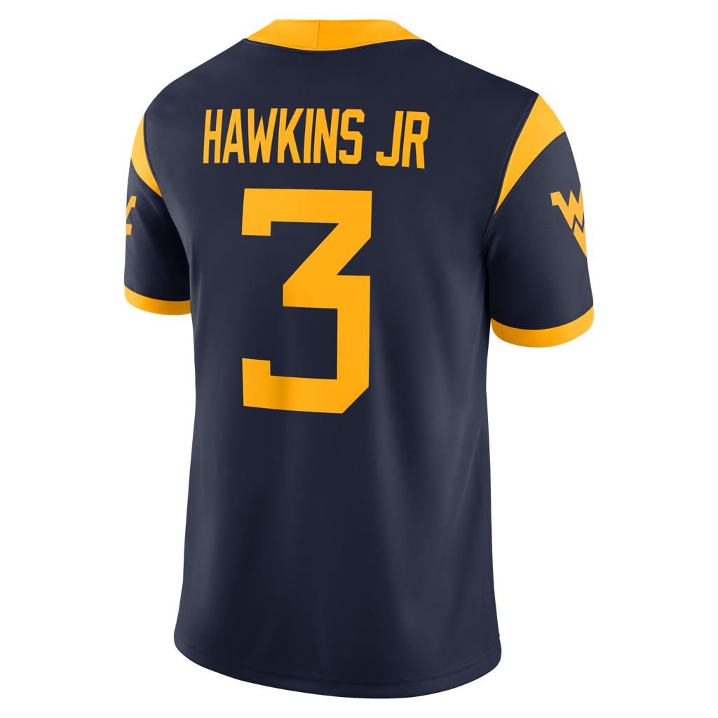 Michael Hawkins Jr. West Virginia Mountaineers Game Football Jersey - Navy product image 4, provided for visual reference
