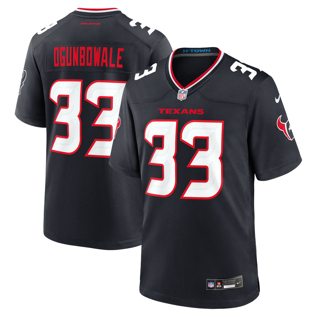 Houston Texans Dare Ogunbowale Navy Team Game Jersey product image 1, provided for visual reference and product detail review