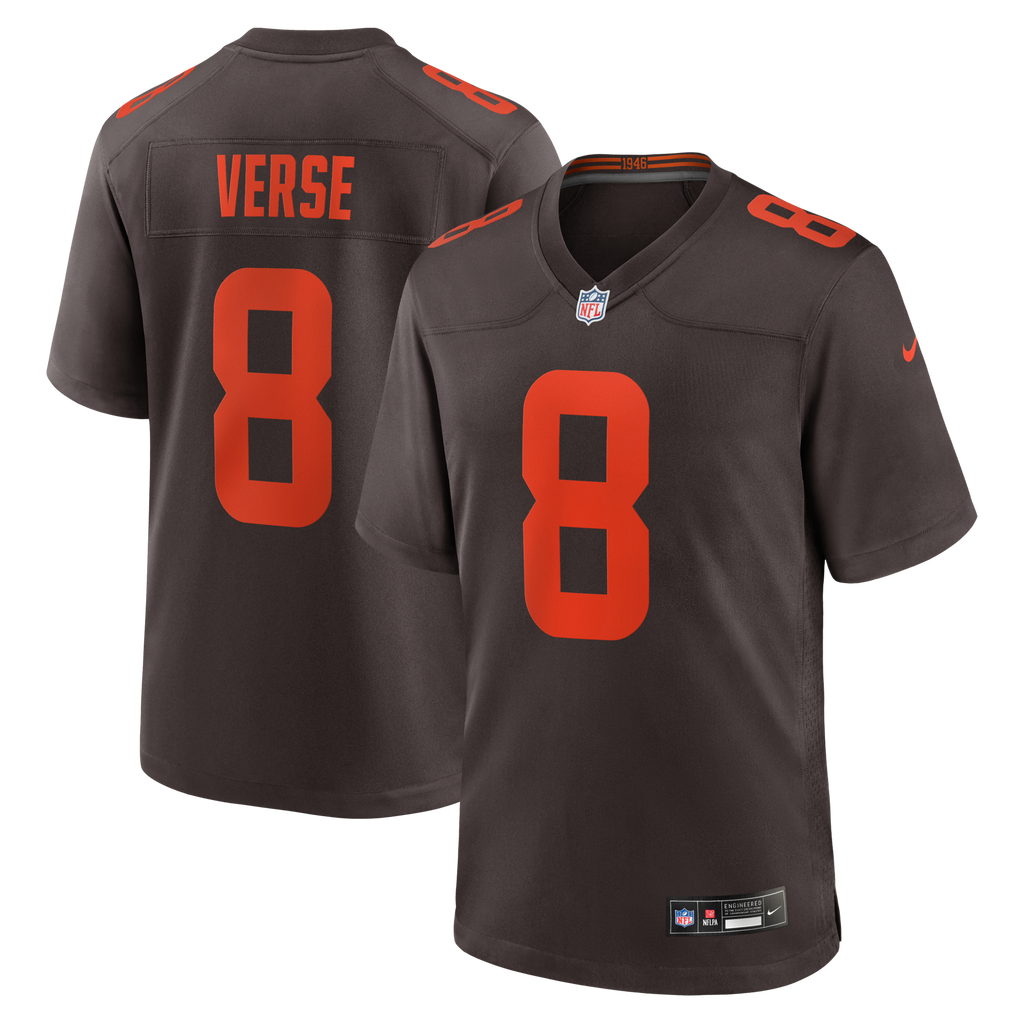 Cleveland Browns Jared Verse Brown Game Jersey product image 1, provided for visual reference and product detail review