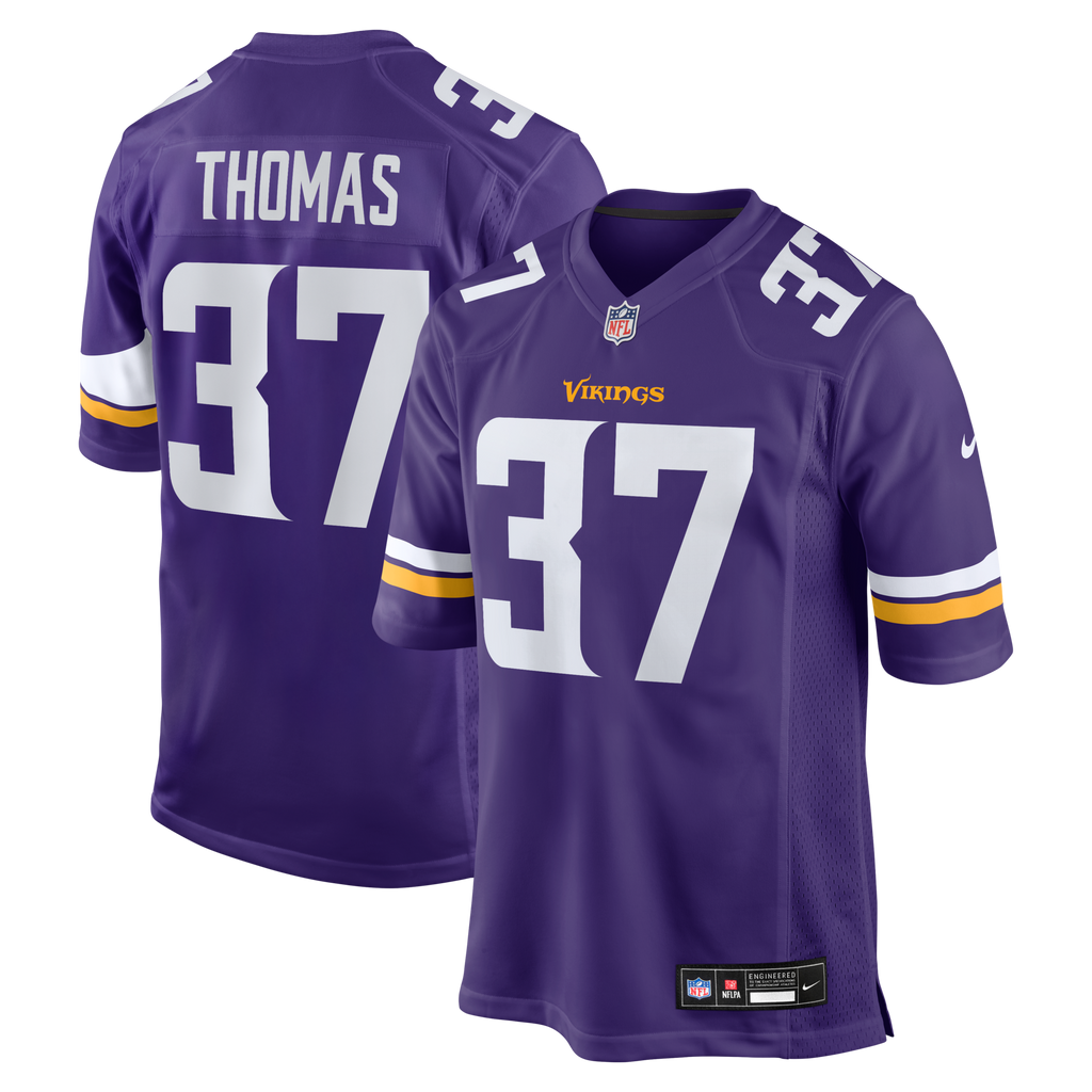 Minnesota Vikings Tavierre Thomas Purple Team Game Jersey product image 1, provided for visual reference and product detail