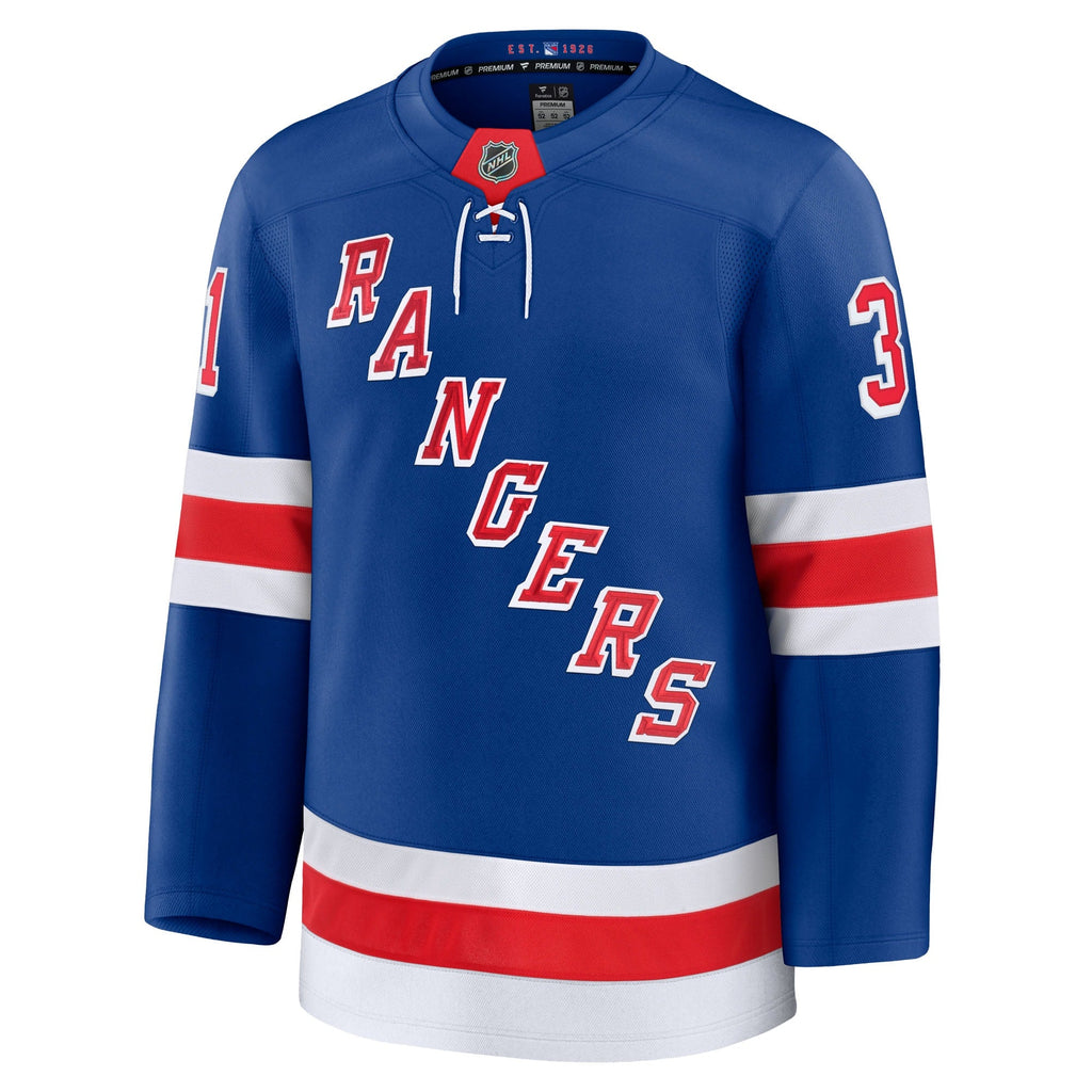 New York Rangers Igor Shesterkin Blue Home Premium Jersey product image 3, provided for visual reference and product detail