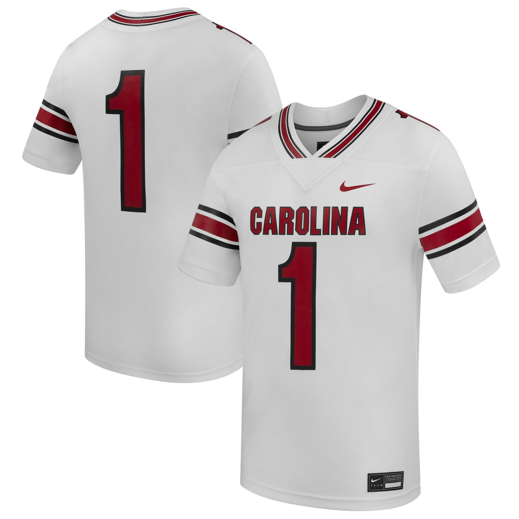 #1 South Carolina Gamecocks Road Replica Football Jersey - White product image 2, provided for visual reference and product