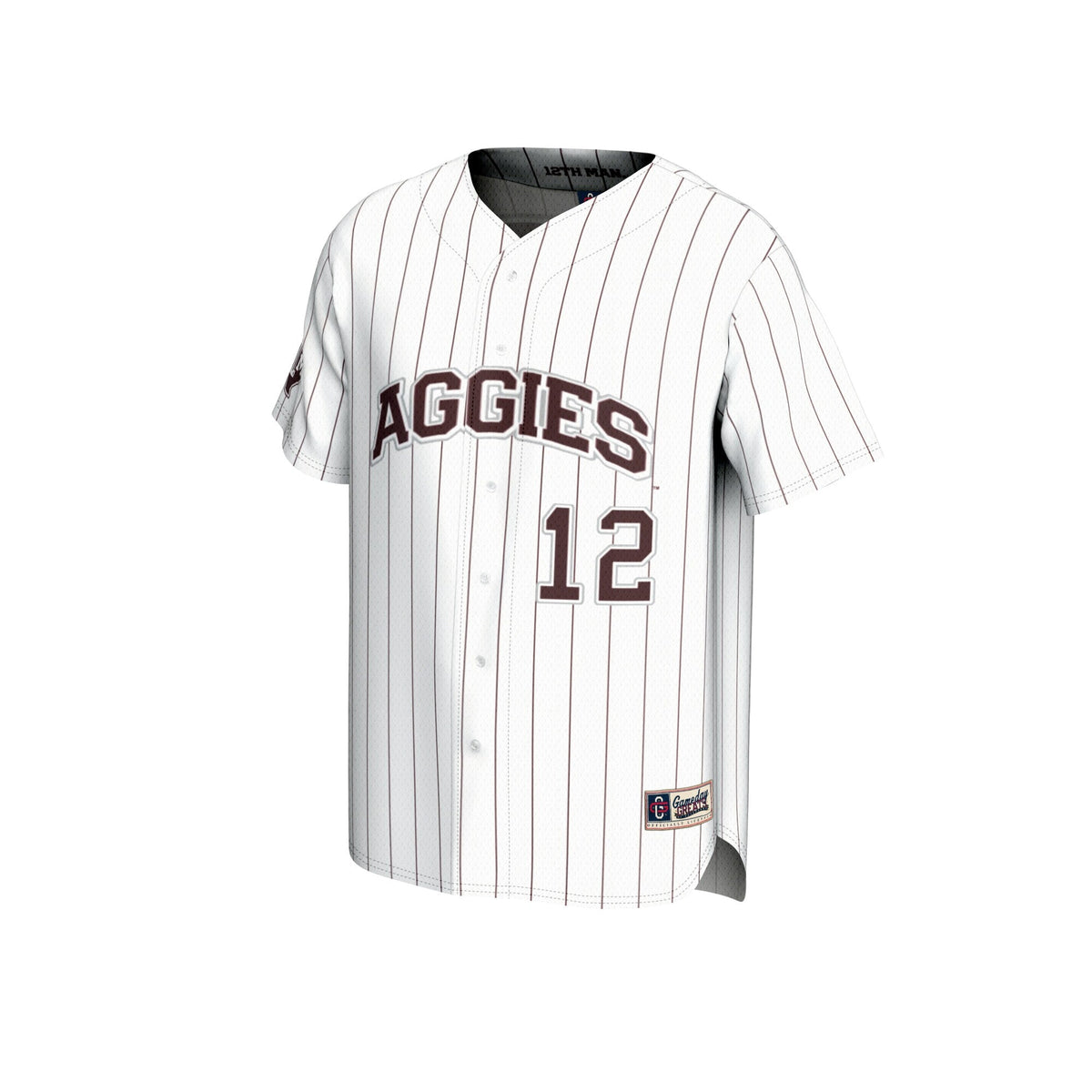 Texas A&M Aggies Adult Lightweight Baseball Jersey - White product image 3, provided for visual reference and product detail