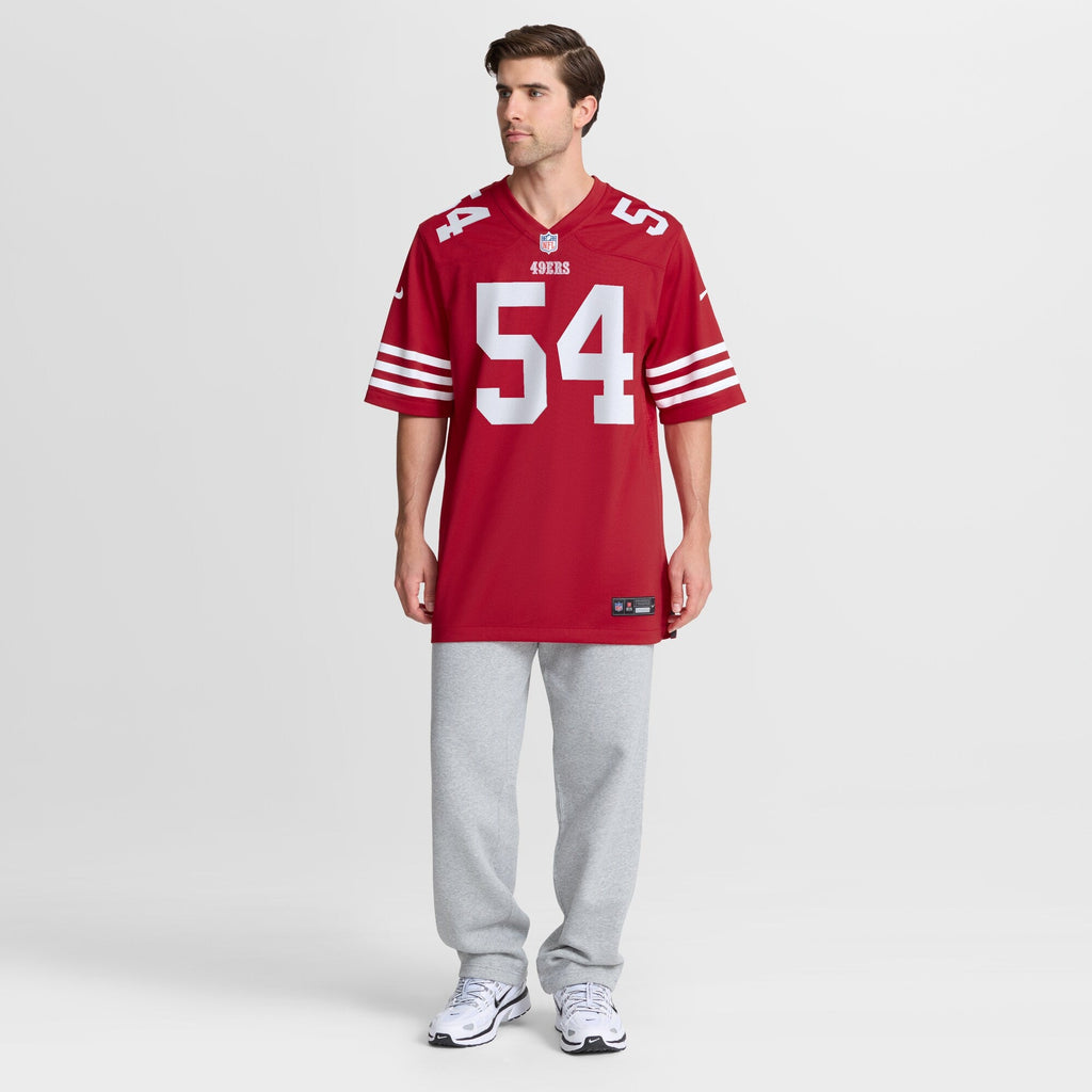 San Francisco 49ers Fred Warner Scarlet Team Game Player Jersey product image 8, provided for visual reference and product