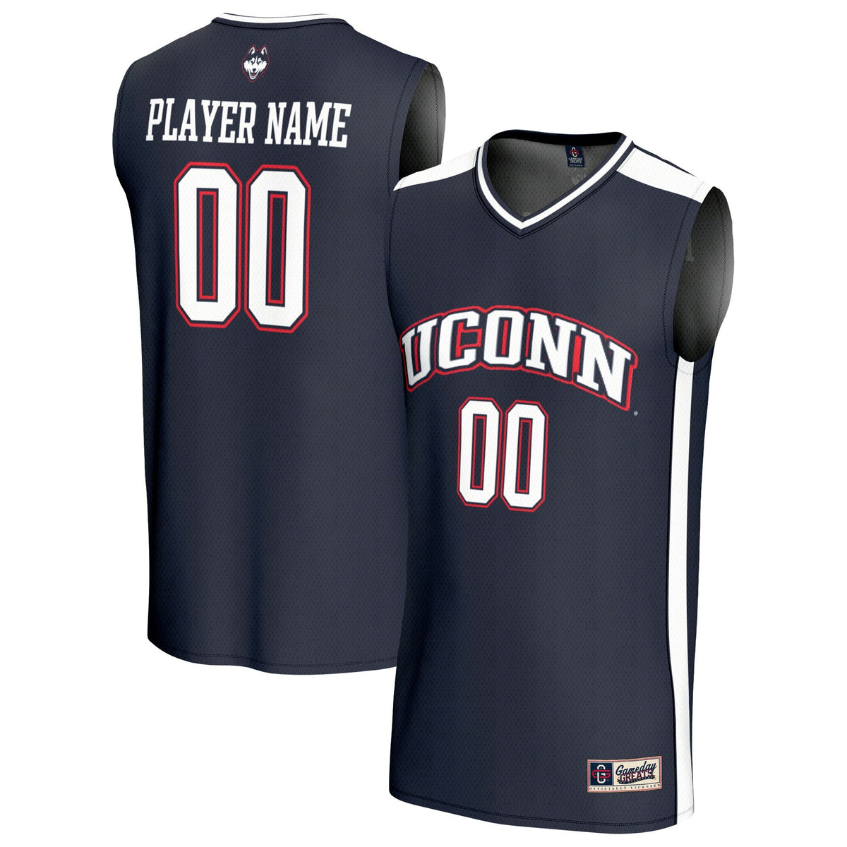 UConn Huskies Lightweight Collegiate Basketball NIL Pick-A-Player Fashion Jersey - Navy product image 1, provided for visual