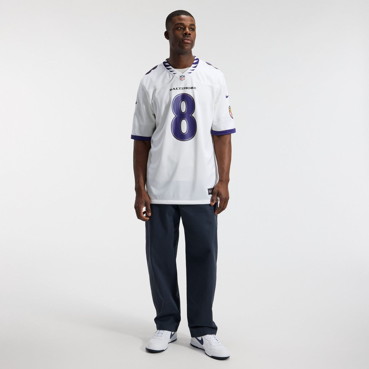 Baltimore Ravens Lamar Jackson White Game Jersey product image 5, provided for visual reference and product detail review