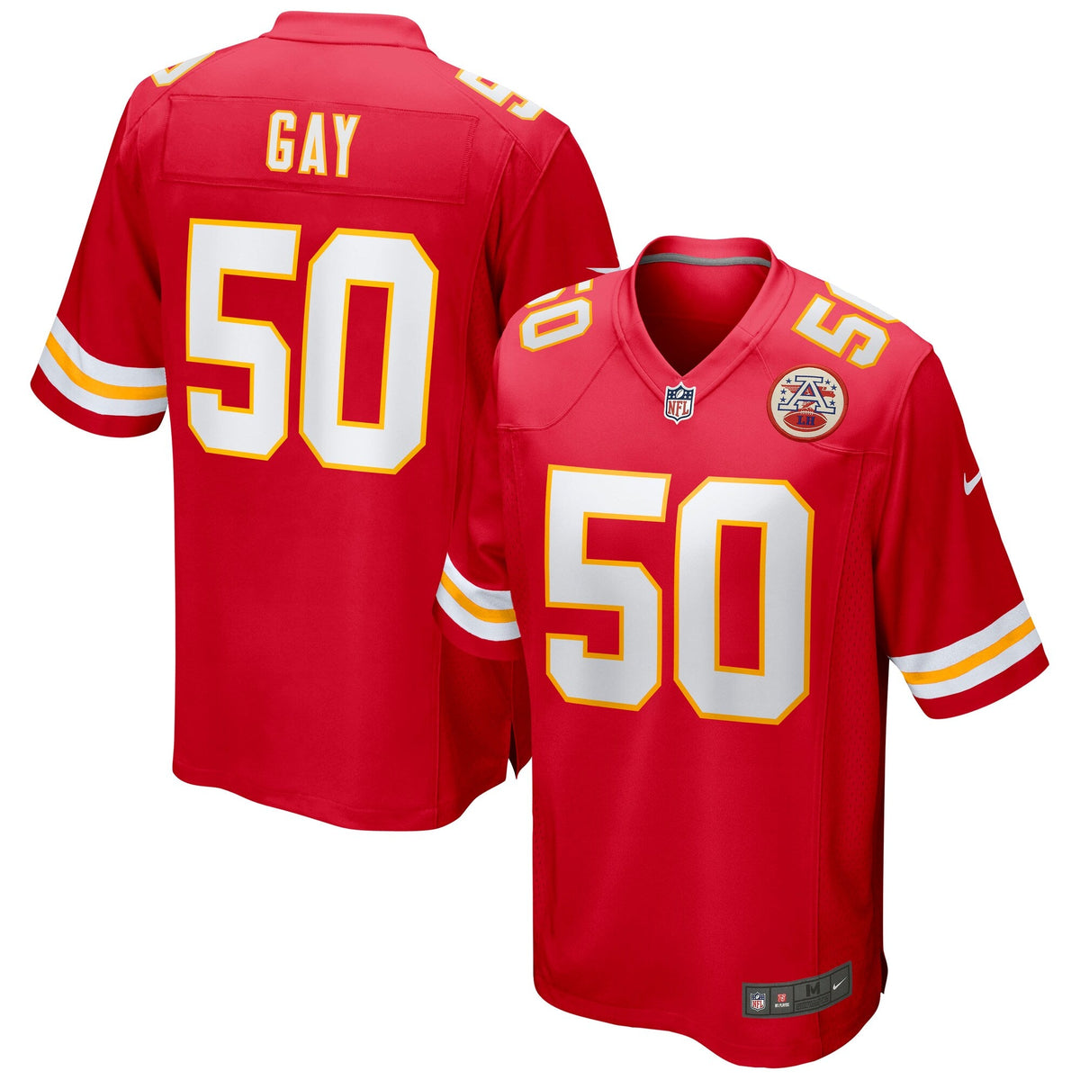 Kansas City Chiefs Willie Gay Red Game Jersey product image 1, provided for visual reference and product detail review