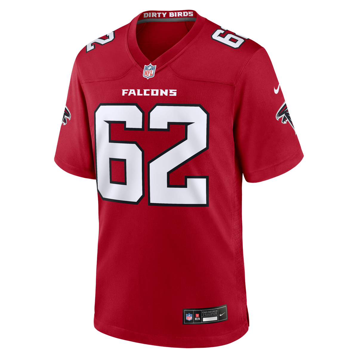 Atlanta Falcons Corey Levin Red Team Game Jersey product image 3, provided for visual reference and product detail review