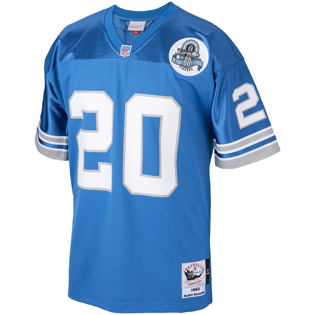 Detroit Lions 1993 Barry Sanders Blue Authentic Throwback Retired Player Jersey product image 3, provided for visual