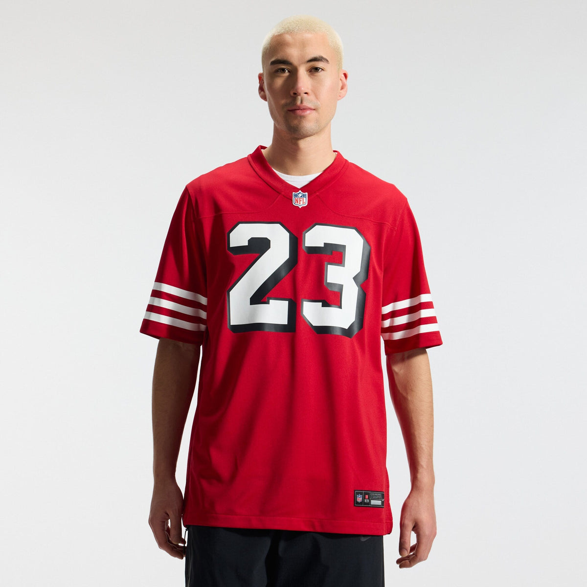 San Francisco 49ers Christian McCaffrey Scarlet Alternate Game Player Jersey product image 3, provided for visual reference