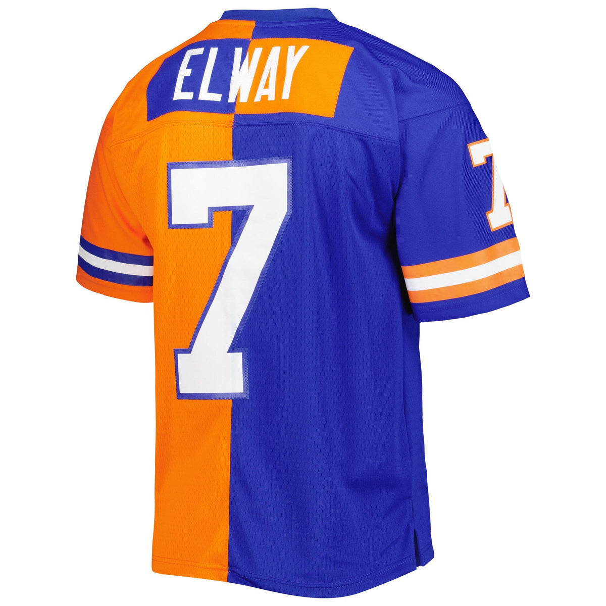 Denver Broncos John Elway Royal/Orange 1990 Split Legacy Replica Jersey product image 4, provided for visual reference and