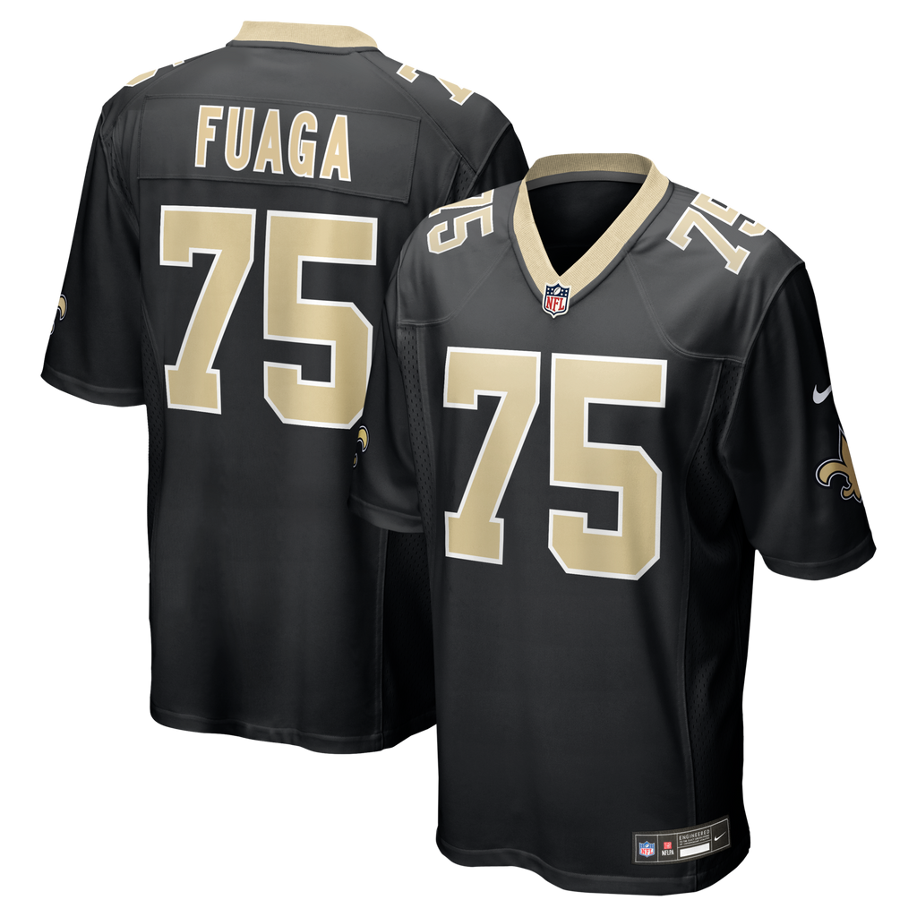 New Orleans Saints Taliese Fuaga Black Player Game Jersey product image 1, provided for visual reference and product detail