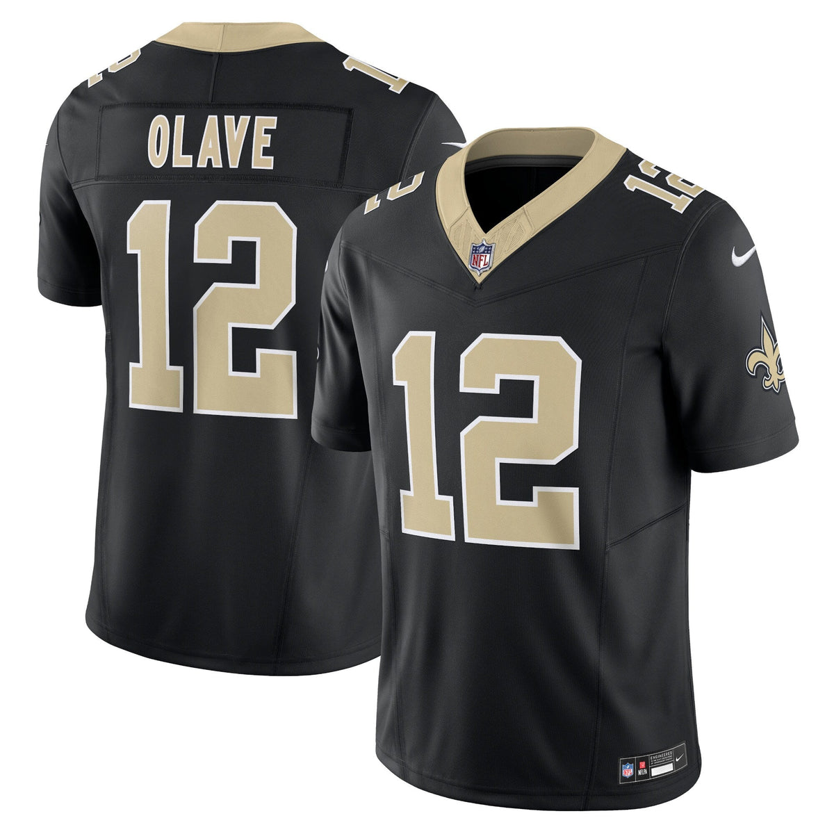 New Orleans Saints Chris Olave Black Vapor F.U.S.E. Limited Jersey product image 1, provided for visual reference and